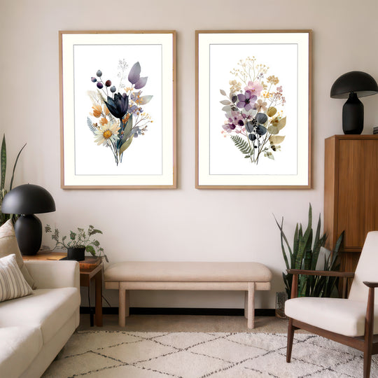 Wildflower Botanical Wall Art Prints Set of 2
