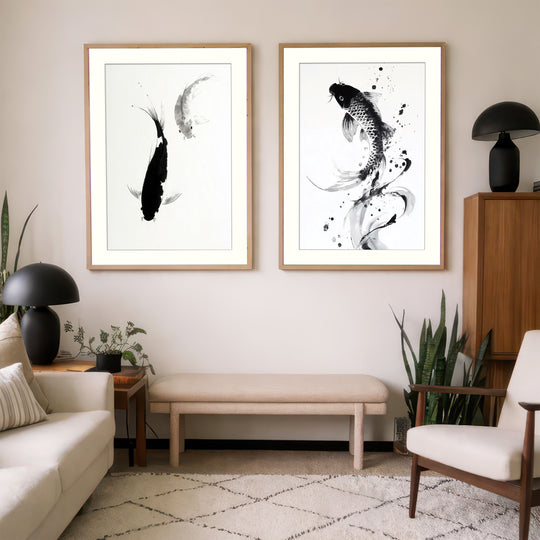 Koi Fish Art Prints Set of 2