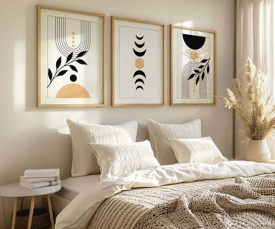 Black Beige Abstract Wall Art Prints