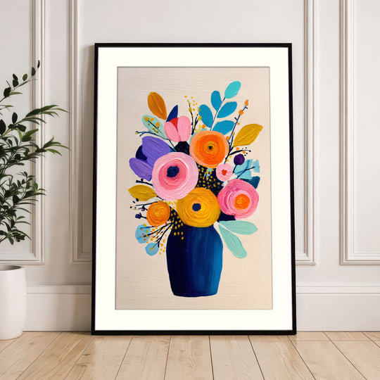 Colorful floral wall art print