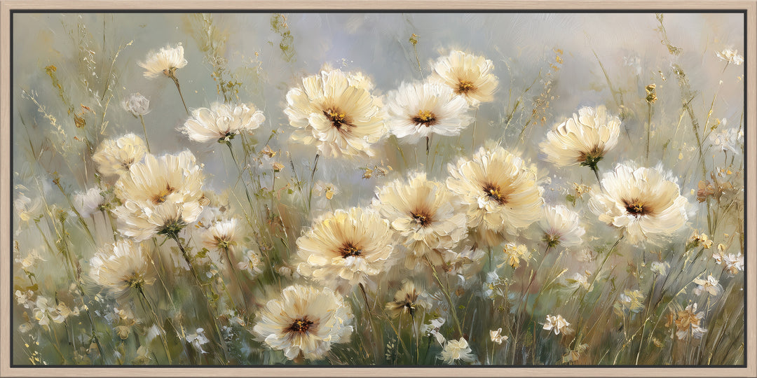 Cream floral canvas print
