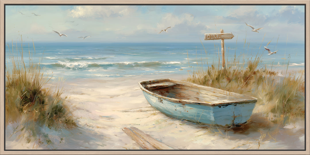 Rowboat beach wall art