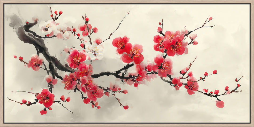 Red Cherry Blossom Canvas Print