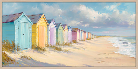 Pastel beach huts canvas print