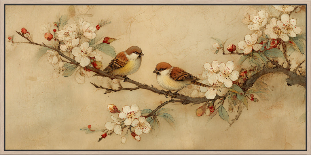 Vintage Bird Blossom Canvas Print