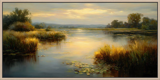 Golden River Landscape Canvas Print