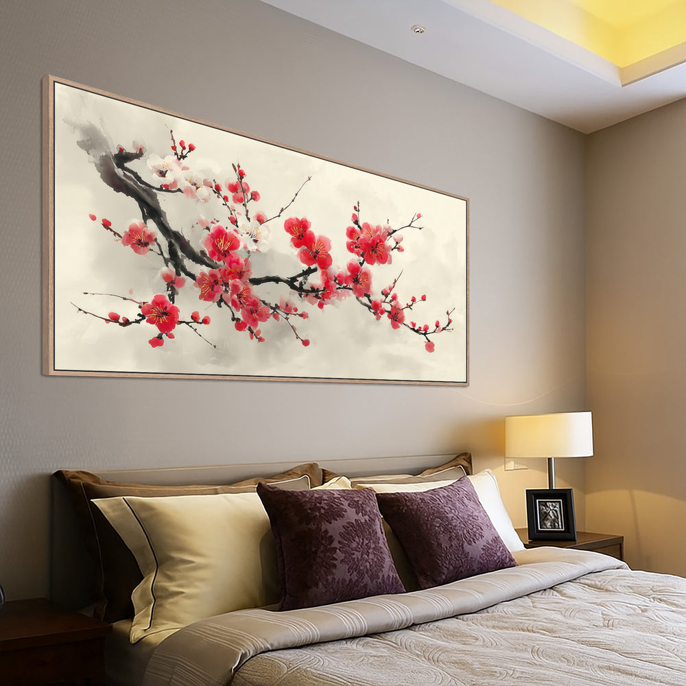 Red Cherry Blossom Canvas Print