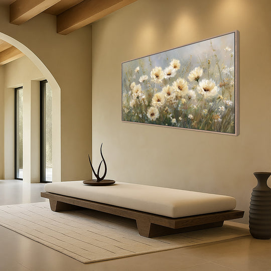 Cream floral canvas print
