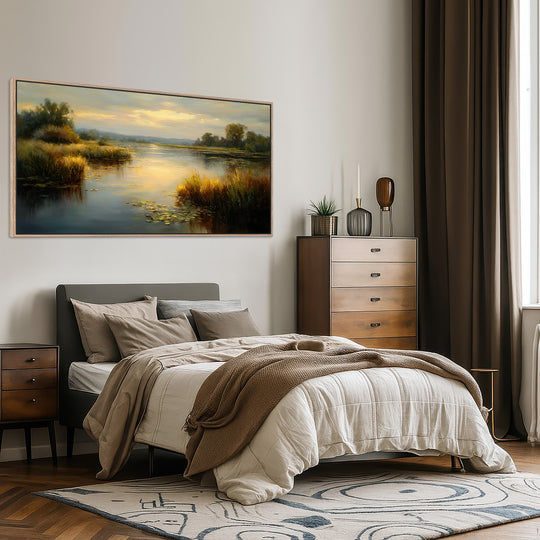 Golden River Landscape Canvas Print