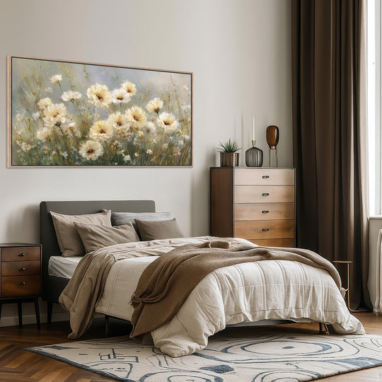 Cream floral canvas print
