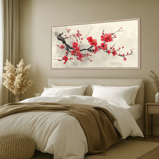 Red Cherry Blossom Canvas Print