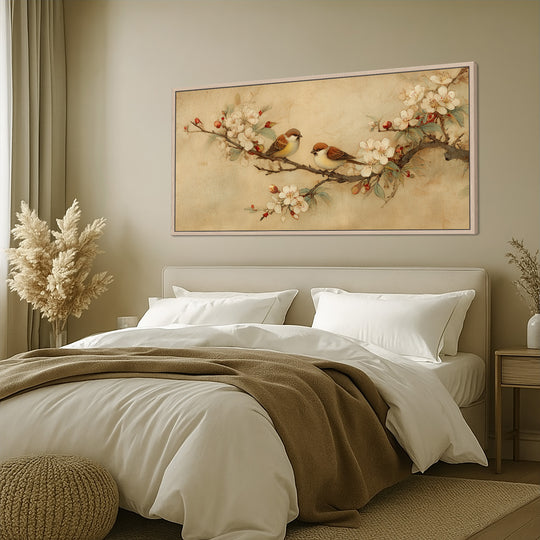 Vintage Bird Blossom Canvas Print