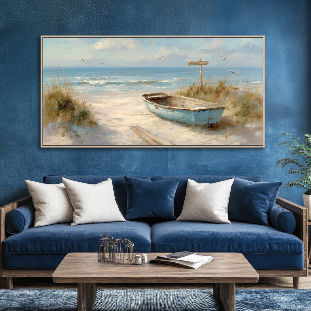 Rowboat beach wall art