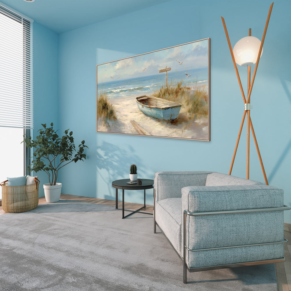Rowboat beach wall art