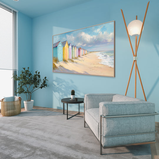 Pastel beach huts canvas print