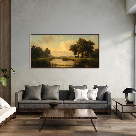 Golden Sunset Landscape Canvas Print