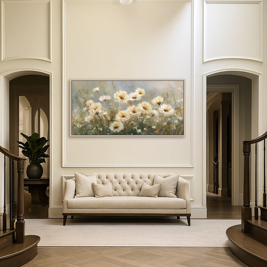 Cream floral canvas print