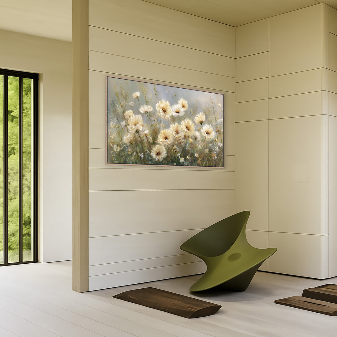 Cream floral canvas print