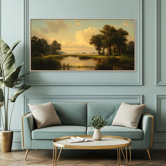 Golden Sunset Landscape Canvas Print