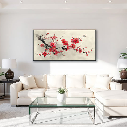 Red Cherry Blossom Canvas Print