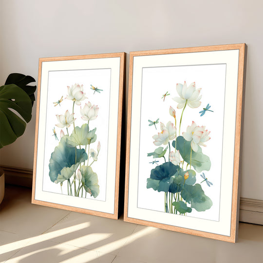 Lotus Flower Wall Art Prints Set of 2