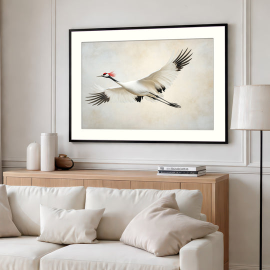 Red Crowned Crane Wall Art Print
