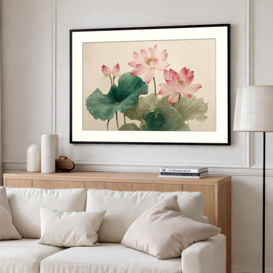 Pink lotus flower wall art print