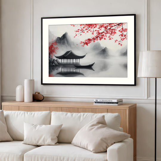 Red Maple Lake Wall Art Print