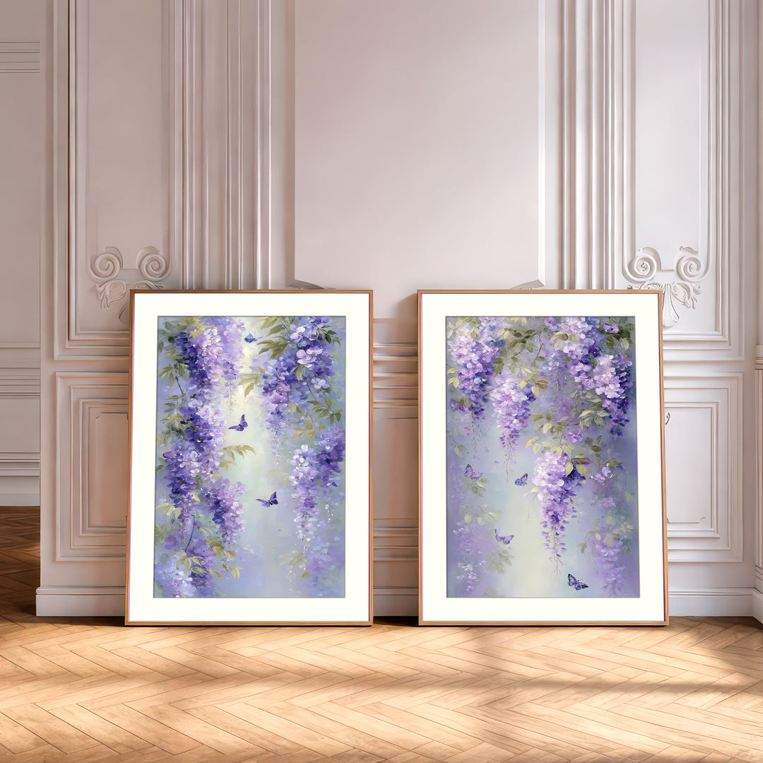 Purple Wisteria Wall Art Prints Set of 2