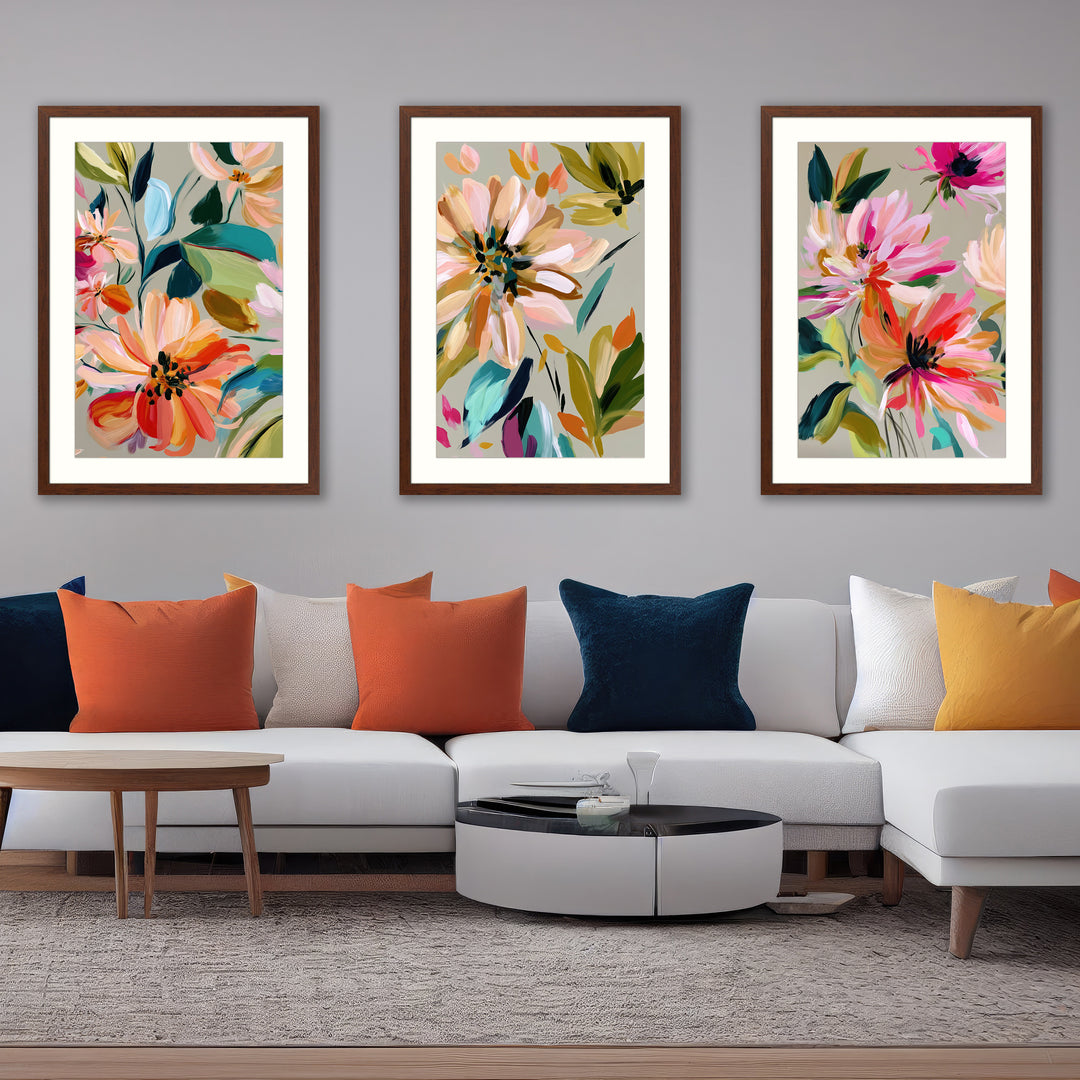 Colourful Abstract Floral Wall Art Prints