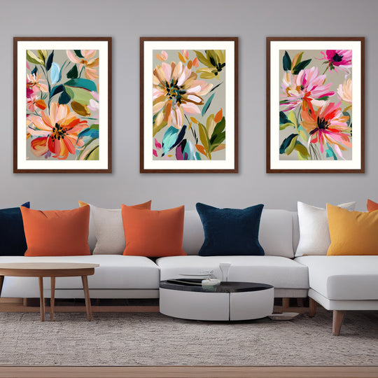 Colourful Abstract Floral Wall Art Prints
