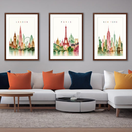 New York Paris London Wall Art Prints