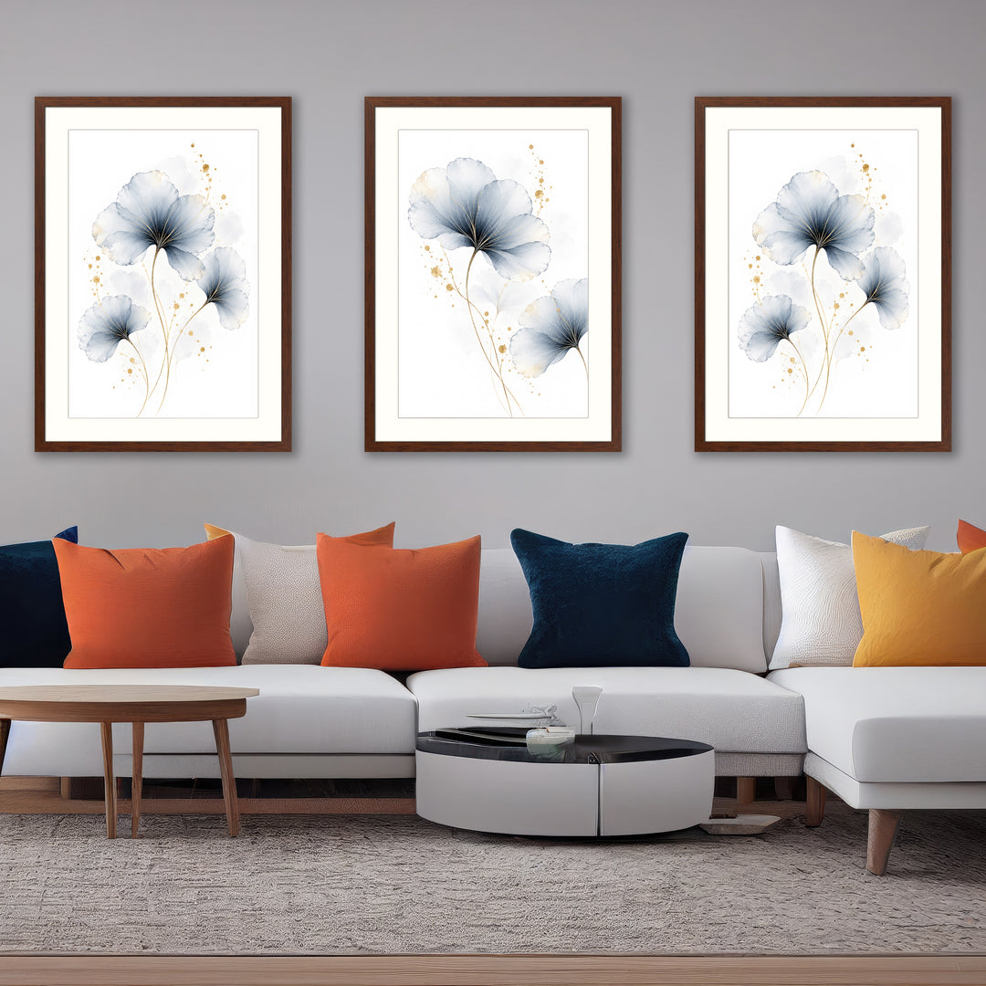 Blue Floral Wall Art Prints