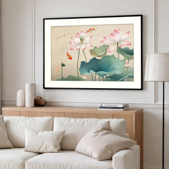 Koi Fish Lotus Wall Art