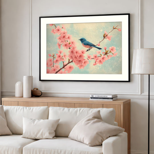 Japanese Sakura Print with Bir