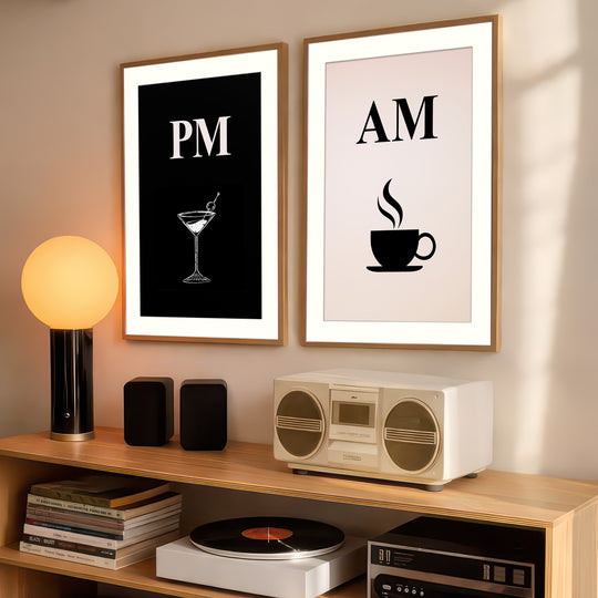 AM PM Wall Art Prints Set of 2