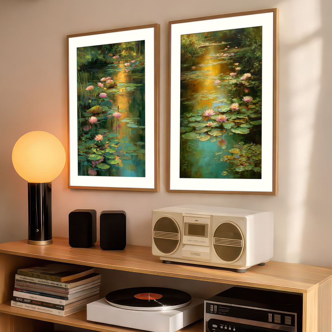 Water Lily Pond Wall Art Prints Set of 2