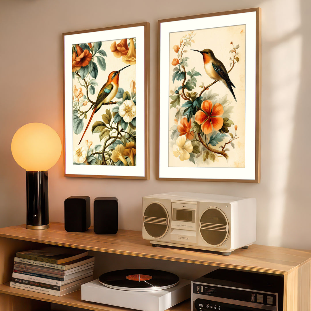 Hummingbird Floral Wall Art Prints