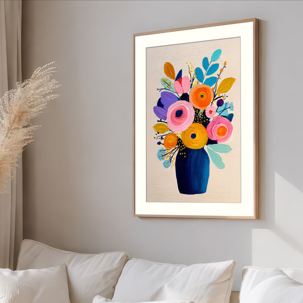 Colorful floral wall art print