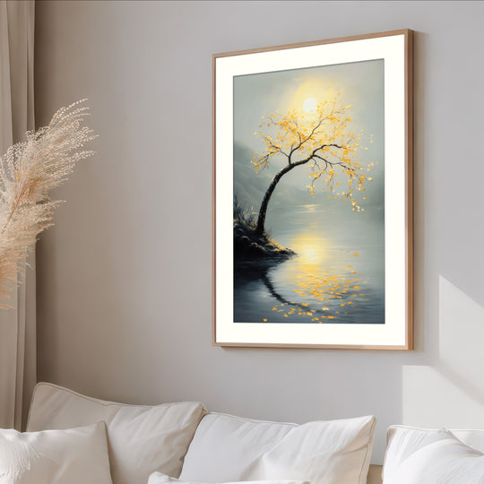 Golden Tree Lake Wall Art Print