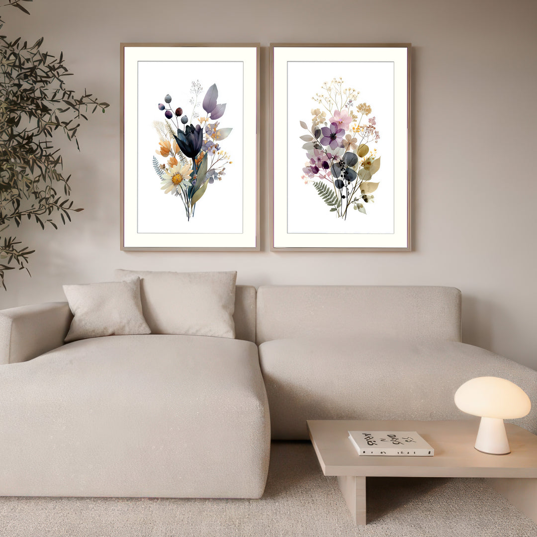Wildflower Botanical Wall Art Prints Set of 2