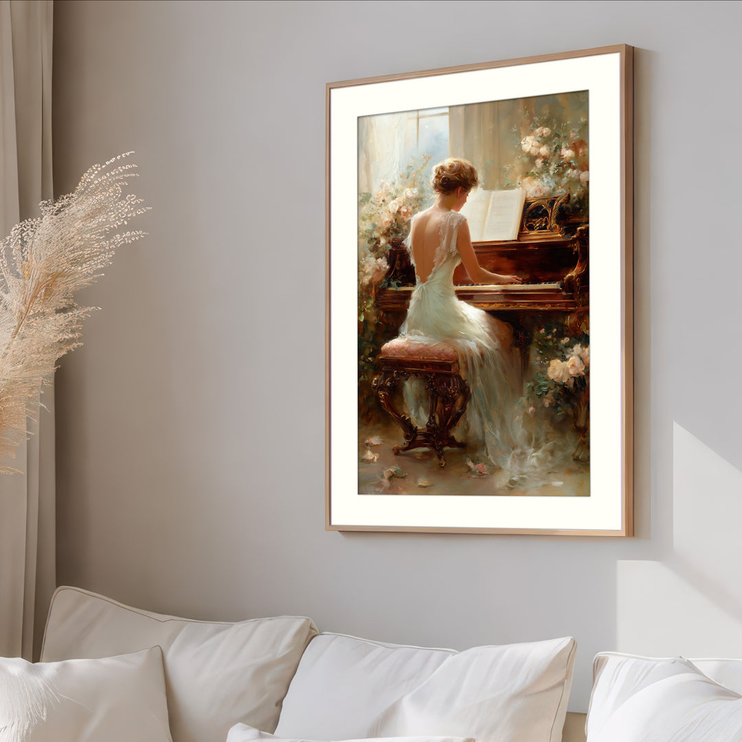 Woman Piano Art Print