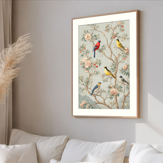 Birds Floral Wall Art Print