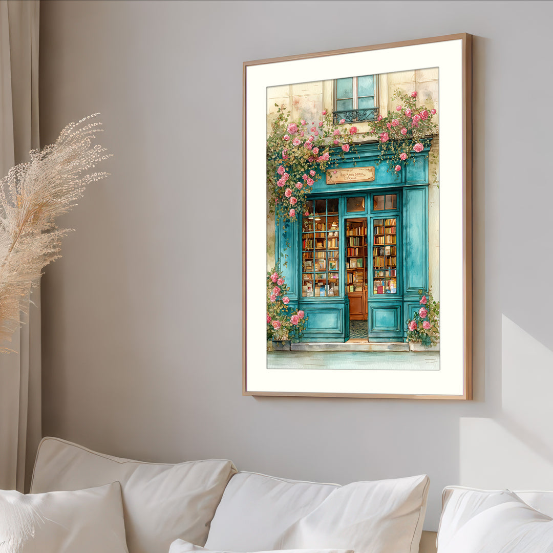 Paris bookshop wall art print