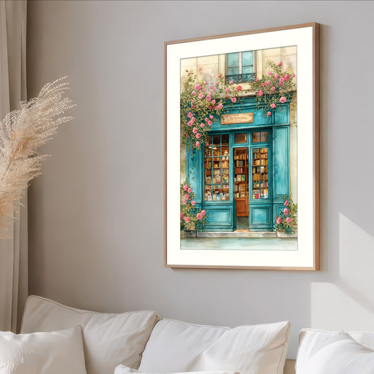 Paris bookshop wall art print