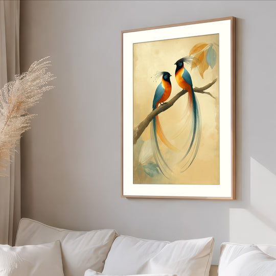 Elegant Tropical Birds Wall Art Print