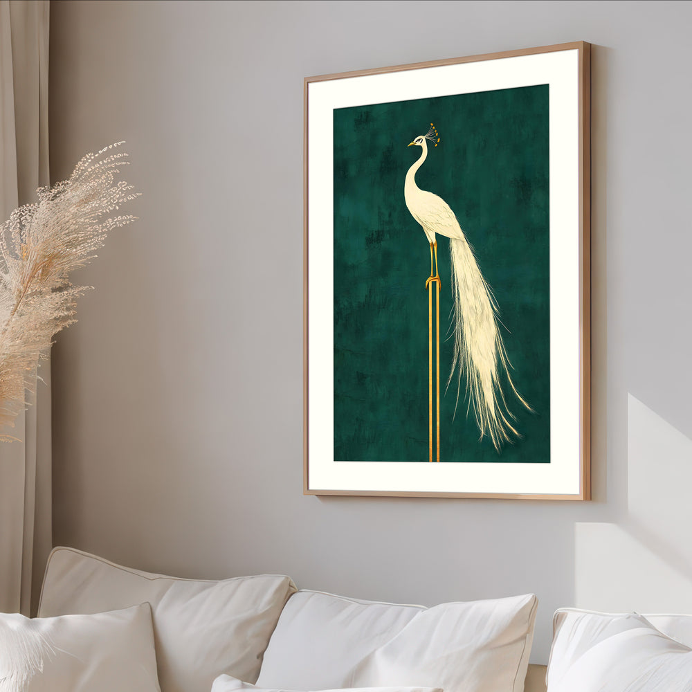 White Peacock on Gold Pedestal