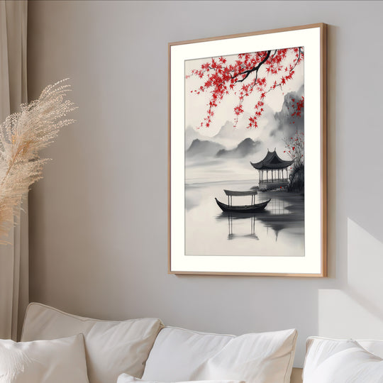 Asian Lake Pavilion Wall Art Print