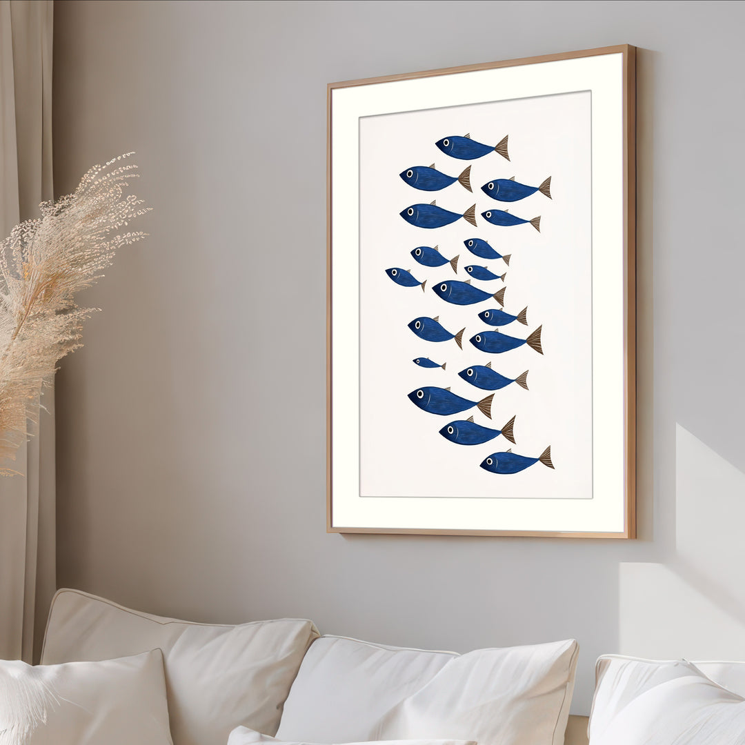Blue Fish Wall Art Print