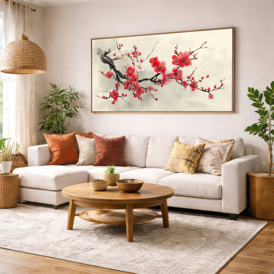 Red Cherry Blossom Canvas Print